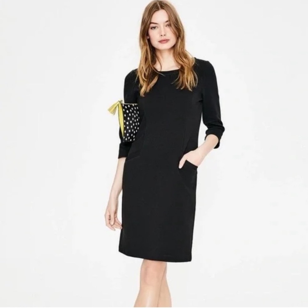 Boden Black Shift Dress with Yellow Accent